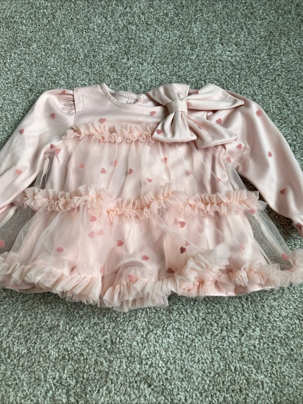 Cupcakes and Cashmere Baby/Toddler Pink Heart Tulle Bow Dress Top